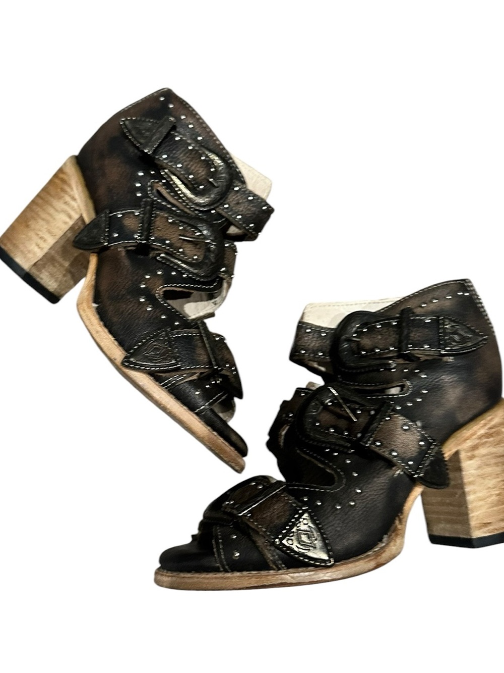 Freebird | Violet Leather Handmade Sandals Booties Western | 6